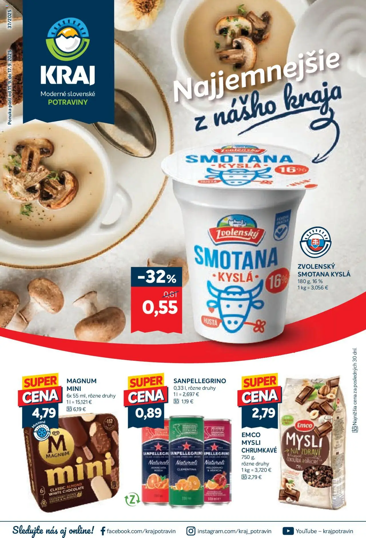 Náhľad Kraj letáku platného od 11.09.2025 - Kyslá smotana, Magnum, Smotana