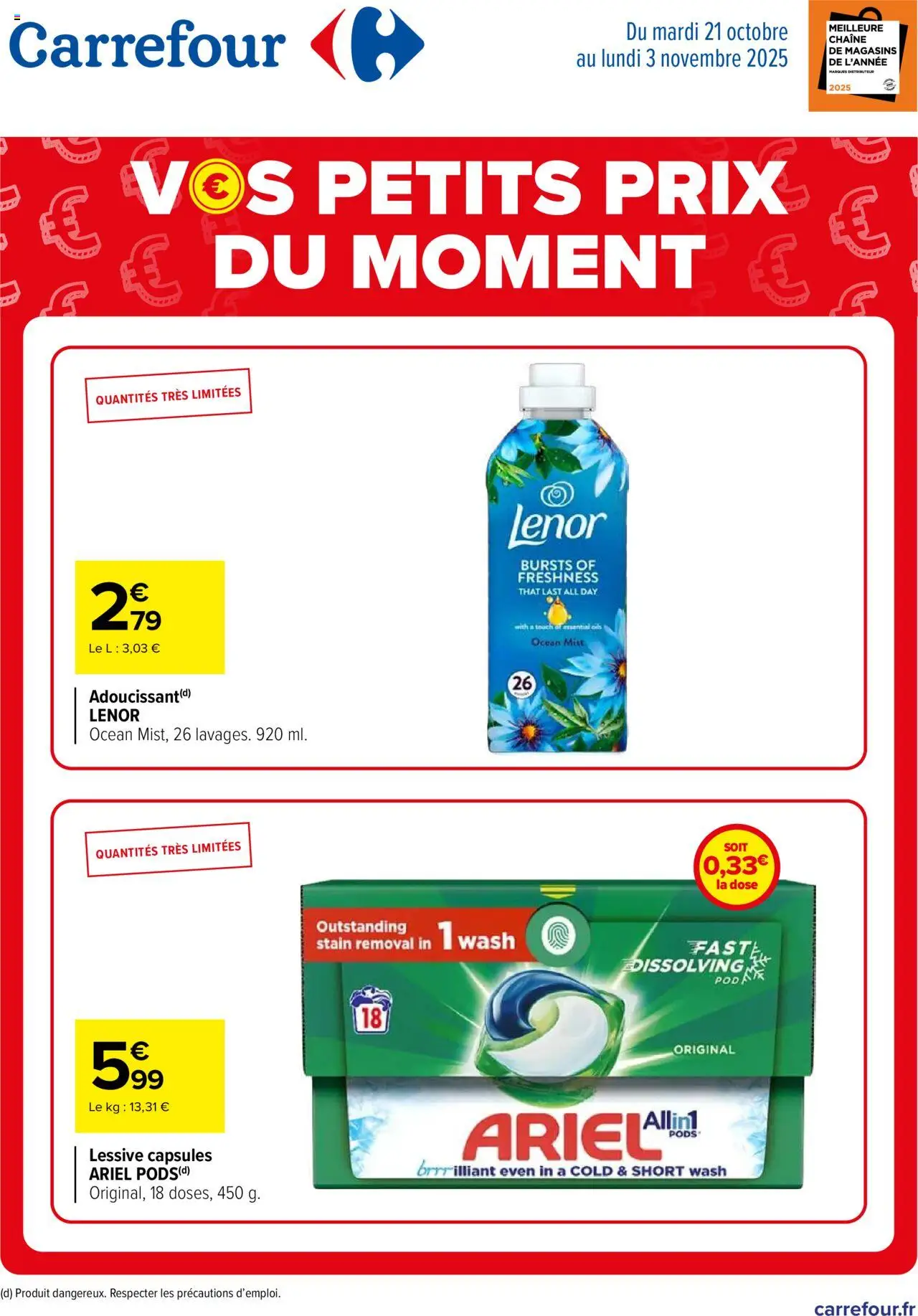 Catalogue Vos petits prix du moment de la boutique Carrefour valable du 21/10/2025 - Page numéro 1