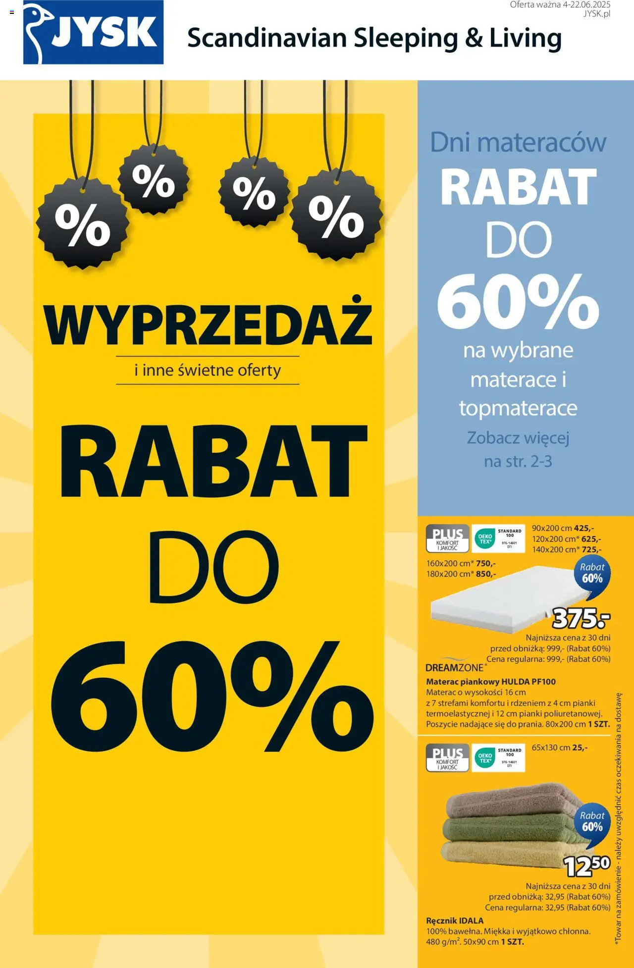 JYSK gazetka wyprzedaż od 04.06.2025 - Aktualne promocje - Numer strony 1 - Materac, Pianki