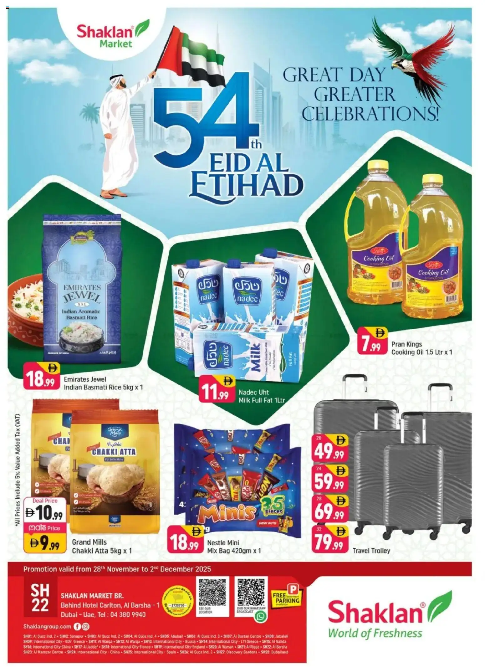 Preview of the catalogue Eid Al Etihad Deals - Al Barsha 1, Dubai of store Shaklan valid from 28 Nov, 2025 - Bag, Milk, Oil, Rice