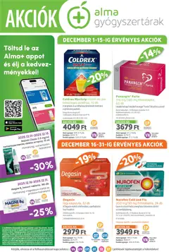 Alma Gyógyszertárak - Akciós újság Alma Gyógyszertárak megtekintése, amely érvényes 2025.12.01.-től