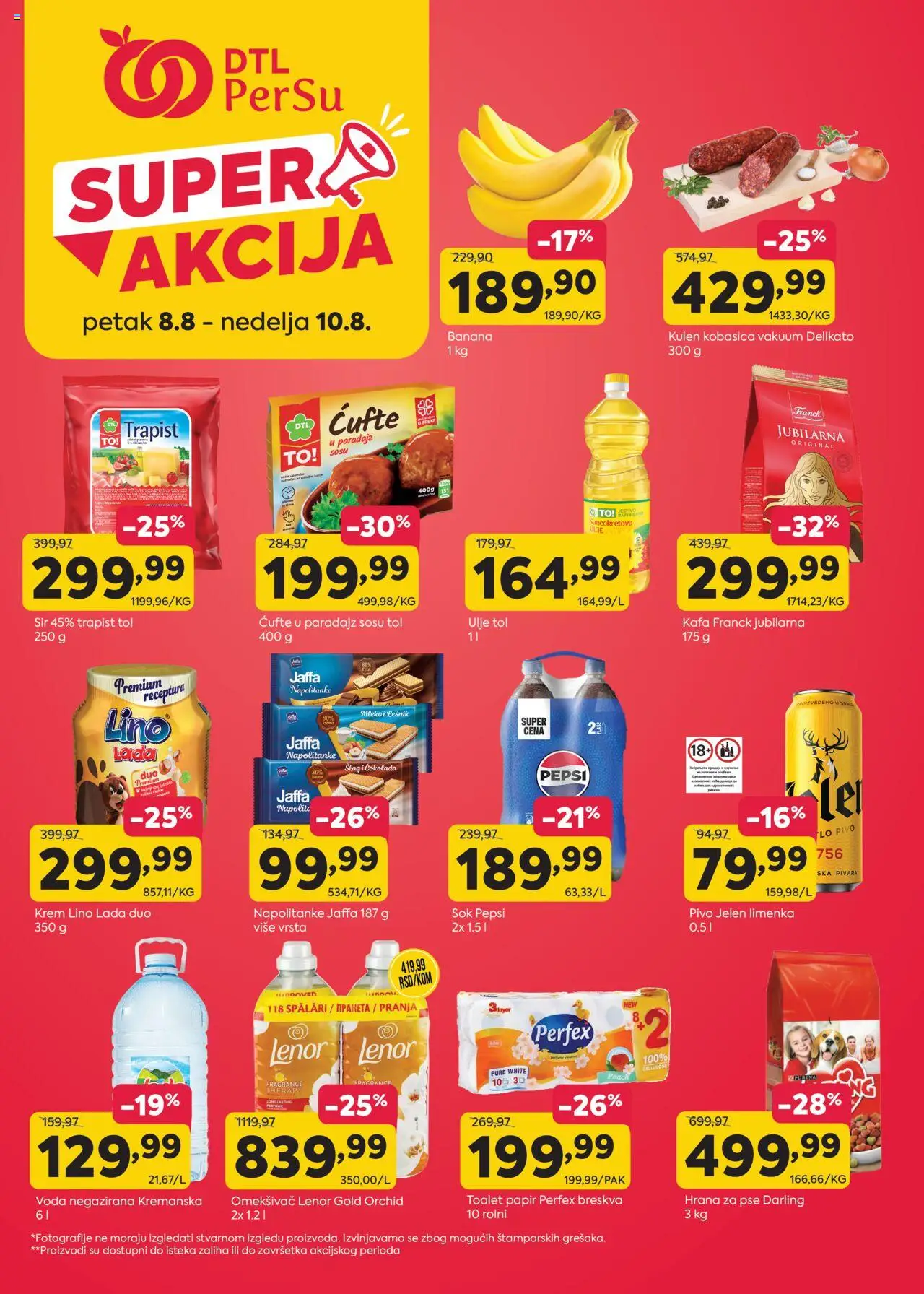 PerSu katalog važi od 08.08.2025 - stranica 1 - Pivo, Lešnik, Voda, Mleko, Napolitanke, Krem, Kobasica, Toalet papir