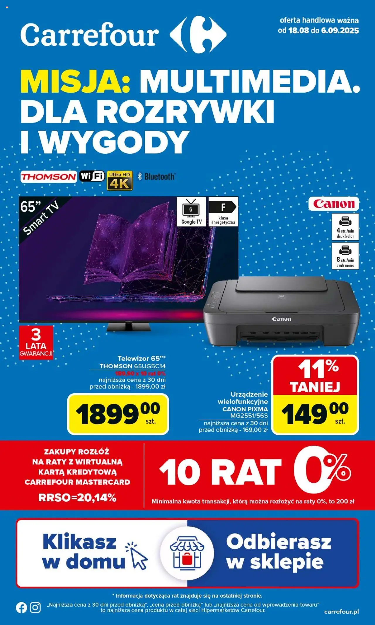 Carrefour Multimedia od 18.08.2025 - Nowa Gazetka - Numer strony 1 - Telewizor, Karta