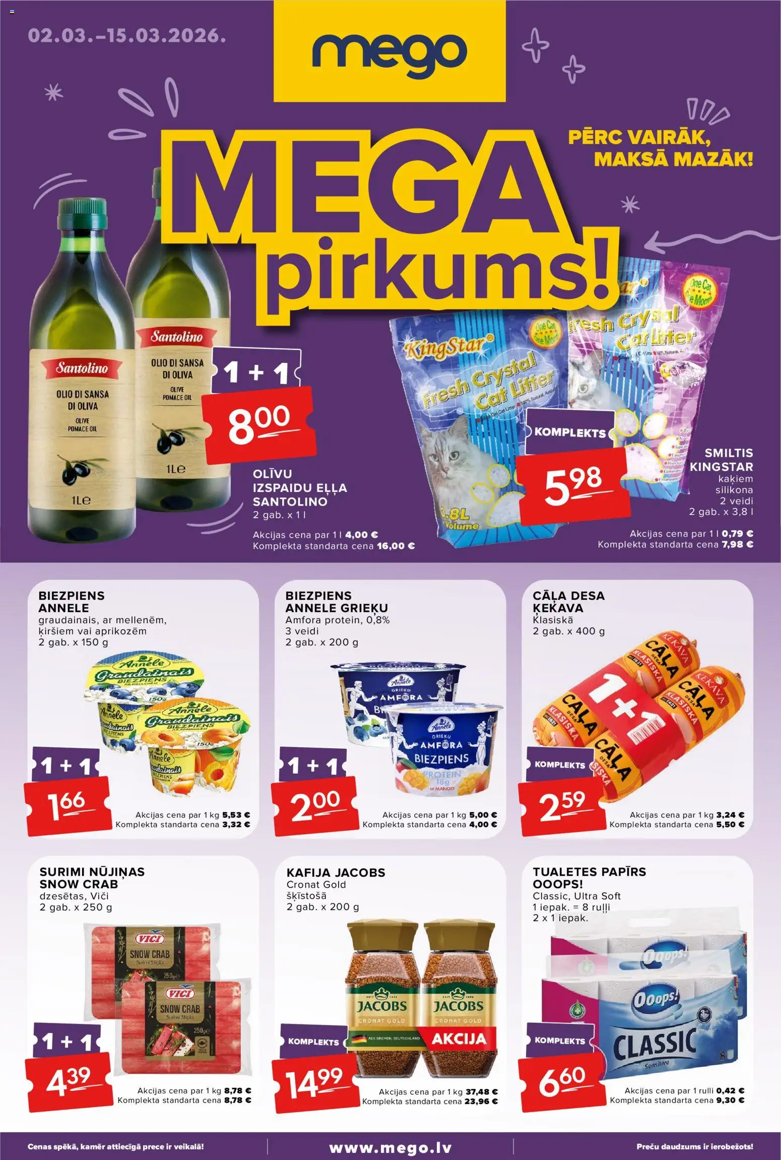 Skatīt Mego akciju bukletu, derīgs no 02.03.2026.