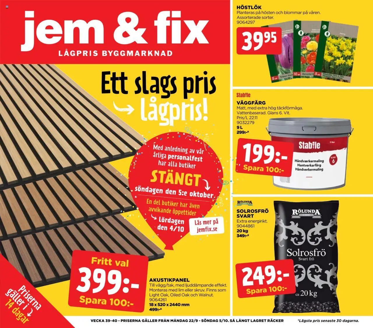 Aktuella reklamblad Jem & Fix är giltig 21/09 2025 > Veckans Erbjudanden gäller från 21/09/2025 till 05/10/2025 sidnummer 1