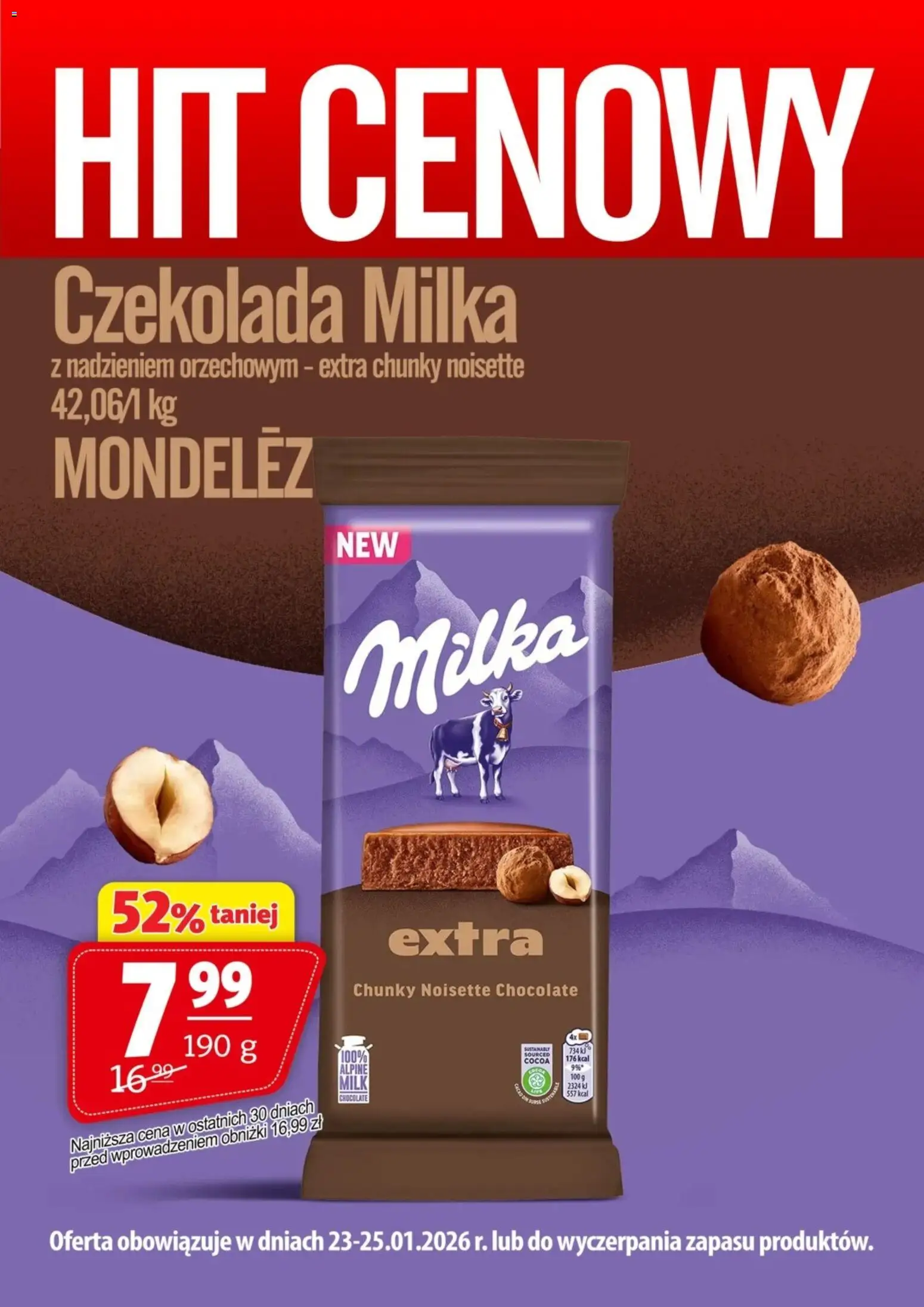 Pogląd gazetki "Promocja - Czekolada Milka Chunky Noisette 190g" ze sklepu Prim Market ważnej od 23.01.2026