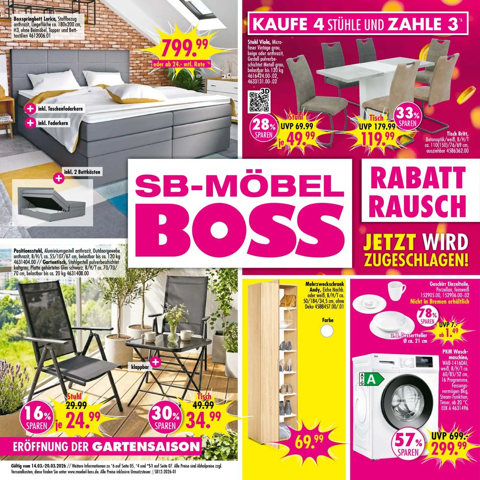 Vorschau von dem Prospekt des Geschäftes SB Möbel Boss, gültig ab dem 14.03.2026