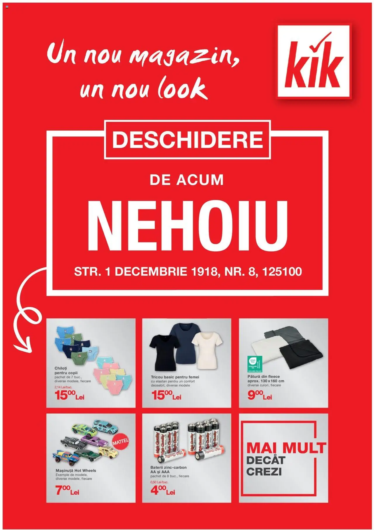 Kik Catalog online de la 15.08.2025 - Magazin Romania - Pagină 1 - Tricou, Pătură, Chiloți, Baterii