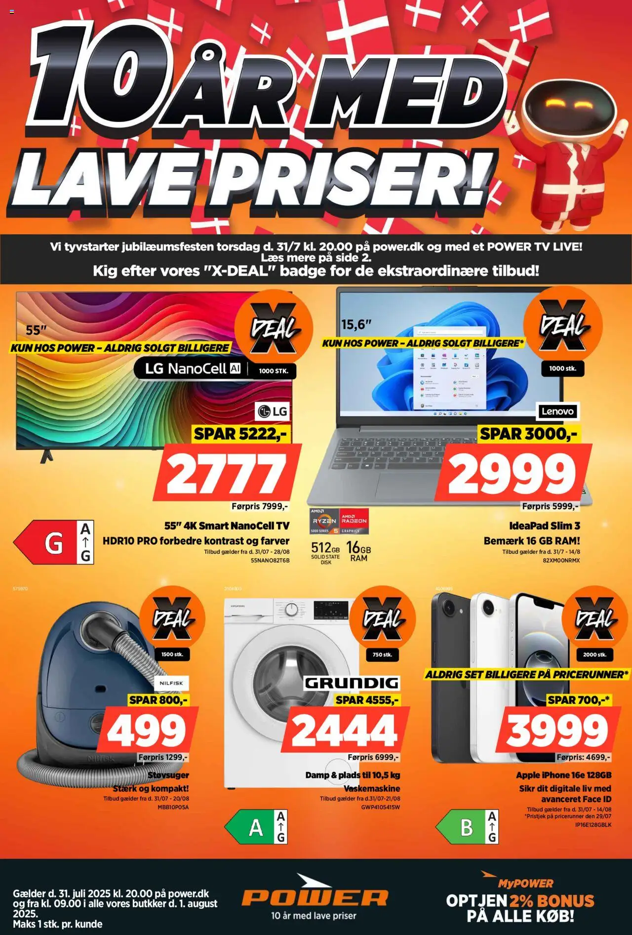 Power tilbudsavis gyldig fra 31/07/2025 - side 1 - TV, Vaskemaskine, Støvsuger, RAM, Disk