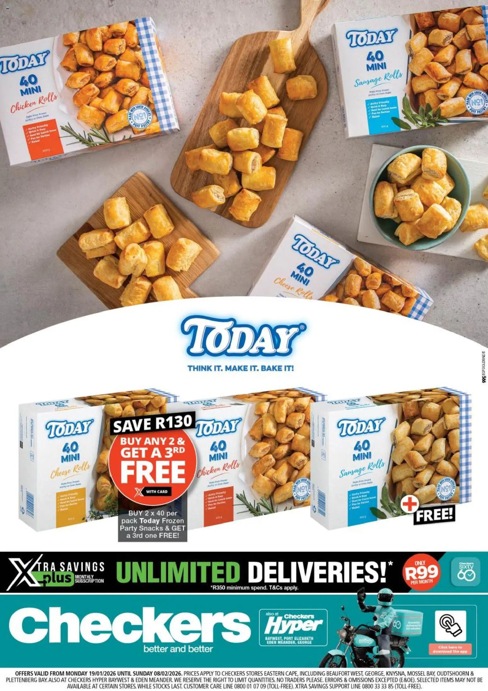 Preview of Checkers flyer valid from 19/01/2026 - Chicken, Cheese, Snacks, Sausage