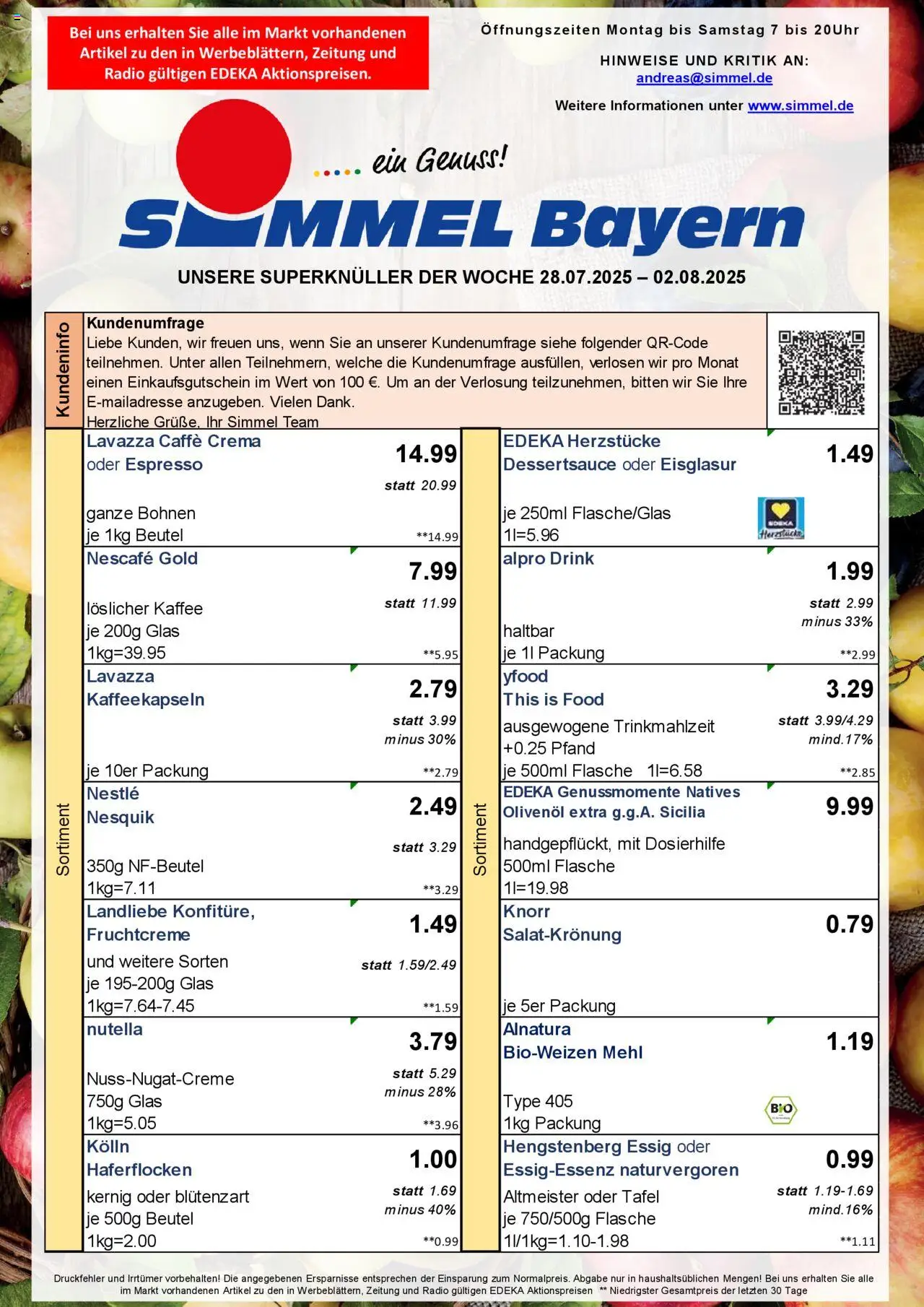 Simmel Bayern (vom 28.07.2025 - 02.08.2025) - Kaffee, Radio, Lavazza, Essig, Nescafe, Nescafe gold, Löslicher Kaffee, Olivenol
