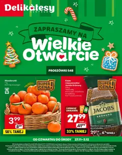 Pogląd gazetki "Proszówki Otwarcie" ze sklepu Delikatesy Centrum ważnej od 27.11.2025