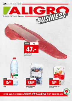 Vorschau des Merkblatts Aktionen Business Schlieren, Gossau SG, Frauenfeld, Rapperswil-Jona, Sargans, Bern, Brüttisellen, Pratteln, Emmen, Spreitenbach vom Shop Aligro gültig von 17.11.2025 bis 22.11.2025