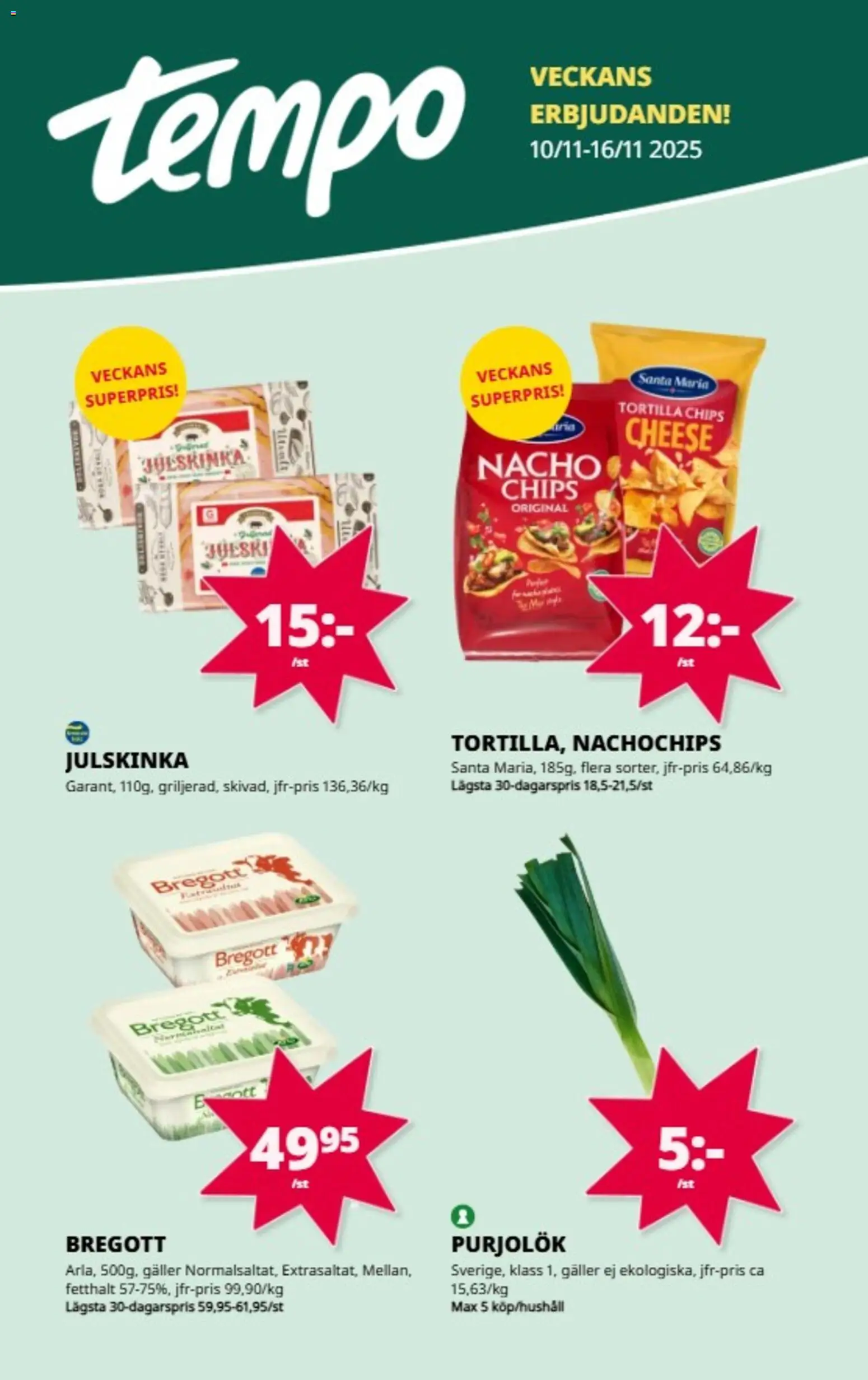 Förhandsgranska reklamblad Aktuella reklamblad Tempo från butik Tempo gäller från 10/11/2025