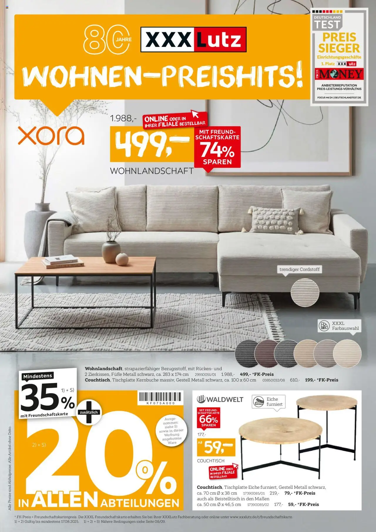 XXXL Lutz Wohnen-Preishits! (vom 04.08.2025 - 17.08.2025) - Couchtisch, Beistelltisch, Wohnlandschaft