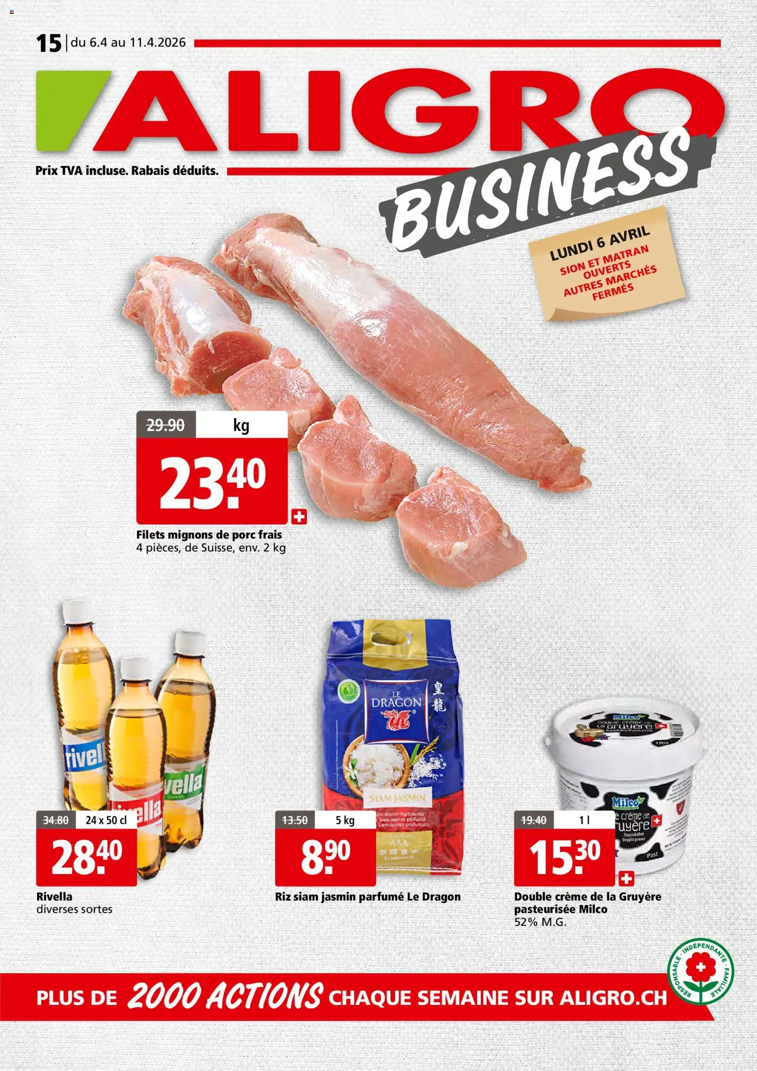 Vorschau des Merkblatts Aligro aktionen Business Chavannes, Matran, Genève, Sion vom Shop Aligro gültig von 06.04.2026 bis 11.04.2026