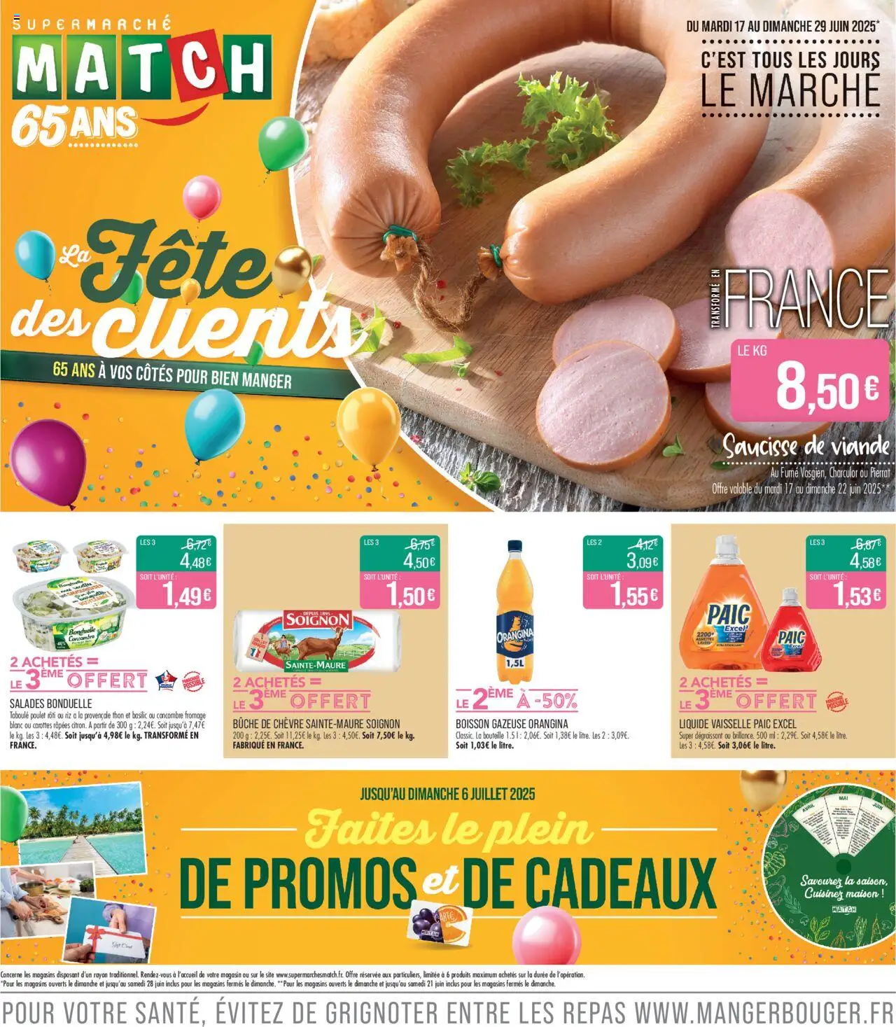 Catalogue de la boutique Match Supermarché valable du 17/06/2025 - Page numéro 1 - Riz, Concombre, Thon, Liquide vaisselle, Boisson, Vaisselle, Bouteille, Carottes rapees