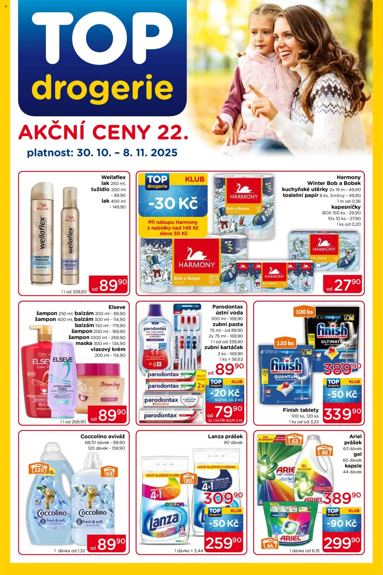  Top drogerie Leták (30.10.2025 - 08.11.2025) - Drogerie, Parodontax, Aviváž, Krém, Coccolino, Kapsle, Kuchyňské utěrky, Lanza