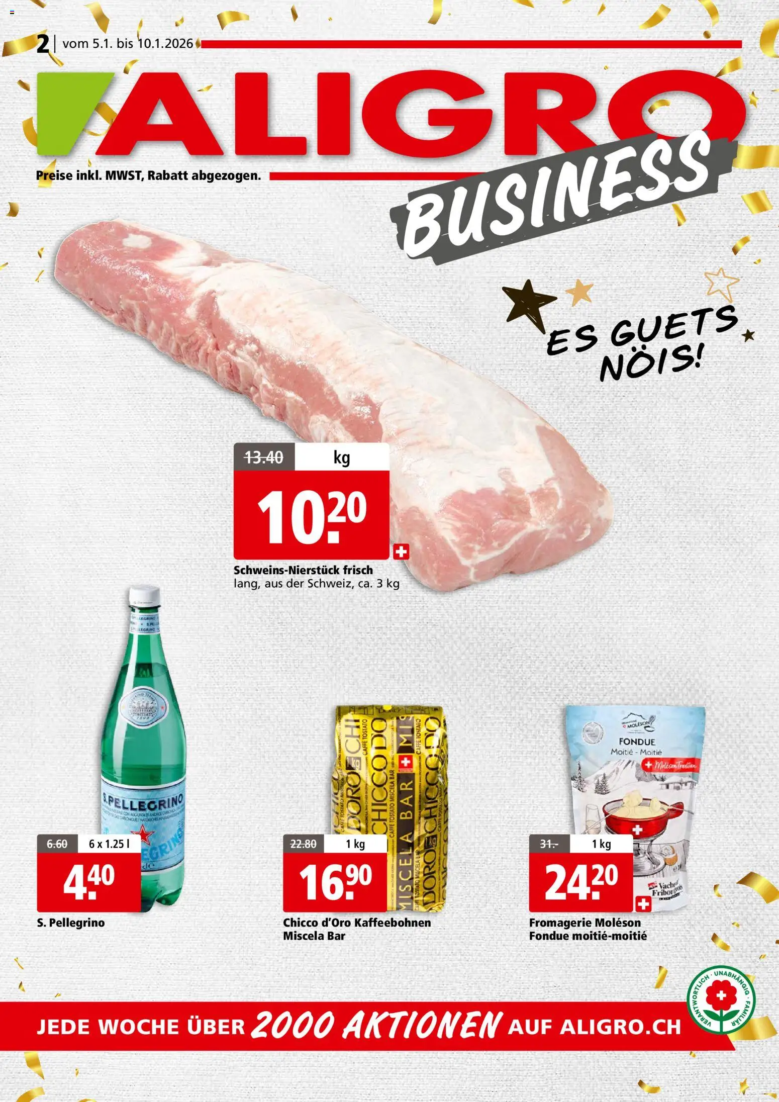 Vorschau des Merkblatts Aktionen Business Chavannes, Matran, Genf, Sitten vom Shop Aligro gültig von 05.01.2026 bis 10.01.2026