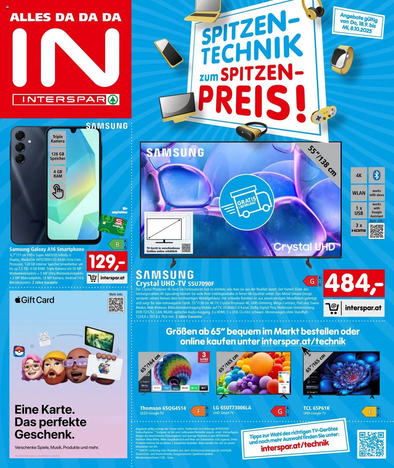  INTERSPAR Flugblatt 18.09.2025 - Angebote "Herbst Technik" - Seite 1