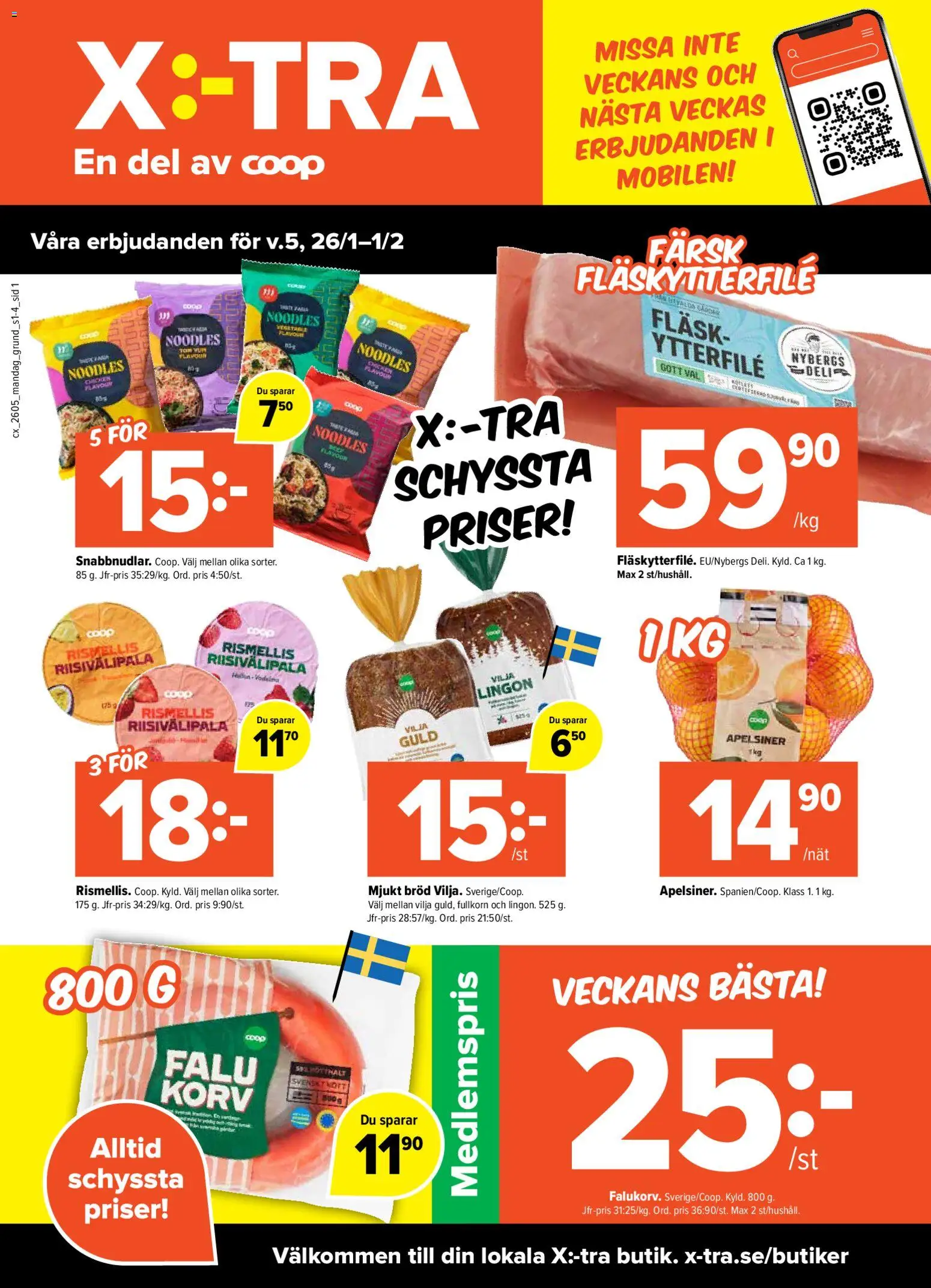 Förhandsgranska reklamblad Aktuella reklamblad Coop X:-TRA från butik Coop X:-TRA gäller från 26/01/2026