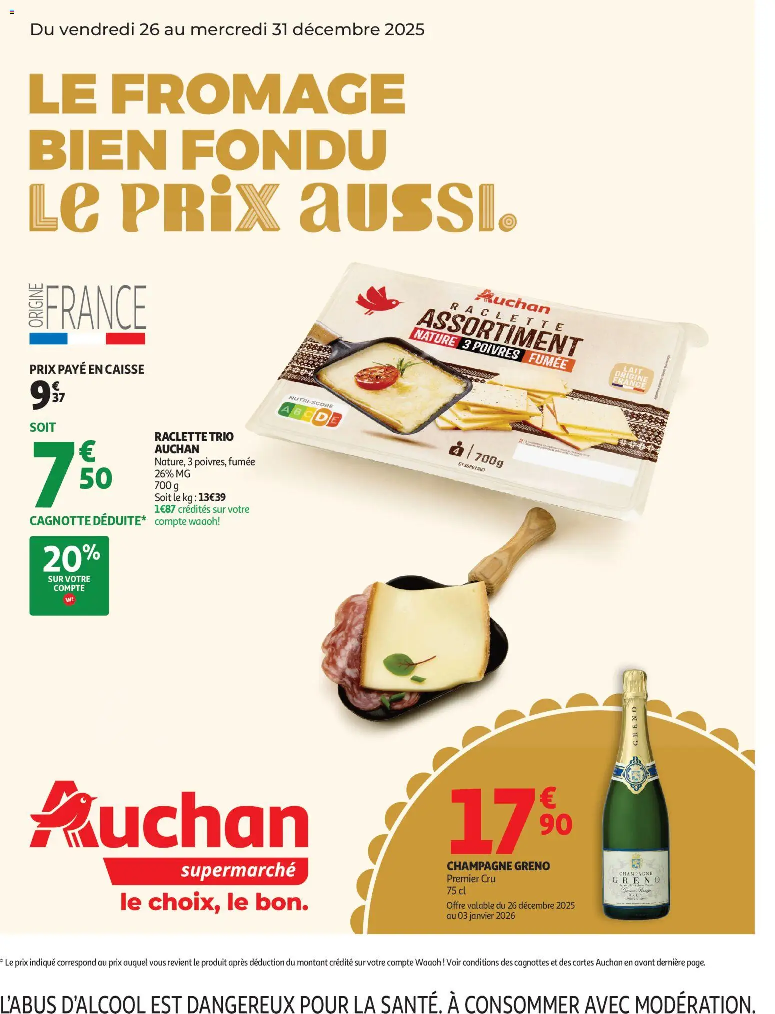 Prévisualisation de Du fromage au bon prix du magasin Auchan formulaire valide 26/12/2025