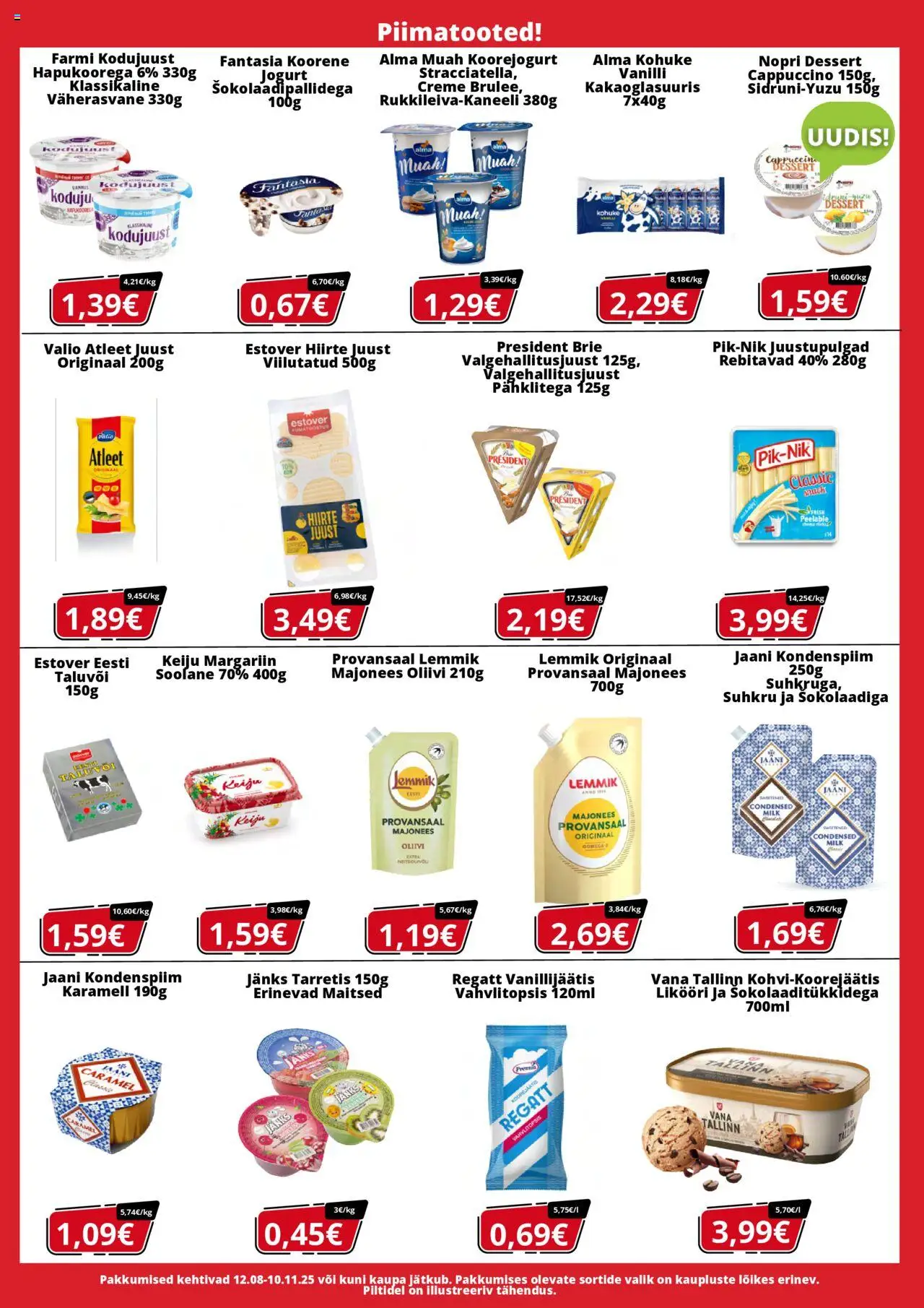 A1000 Market kliendilehe eelvaade alates 2025.08.12