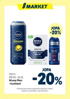 Kaupan S-market Tarjoukset Nivea Men esikatselu, voimassa 29/10/2025