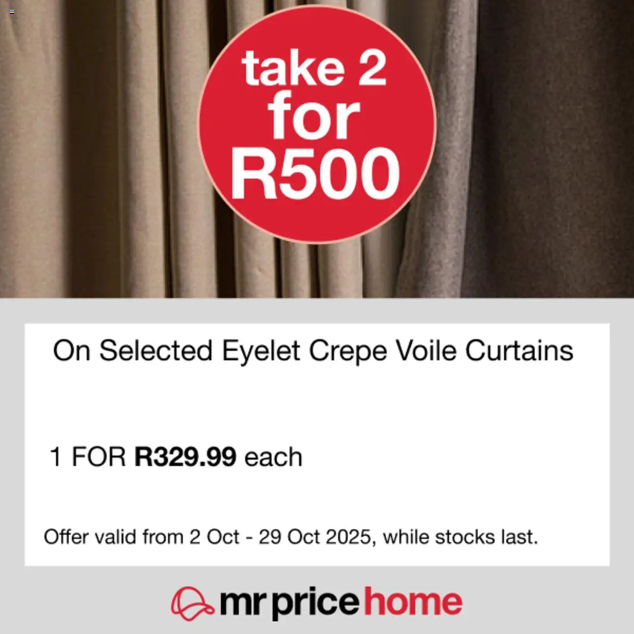 MRP Home Special Online Promos from 02/10 - 29/10/2025 > Promotions