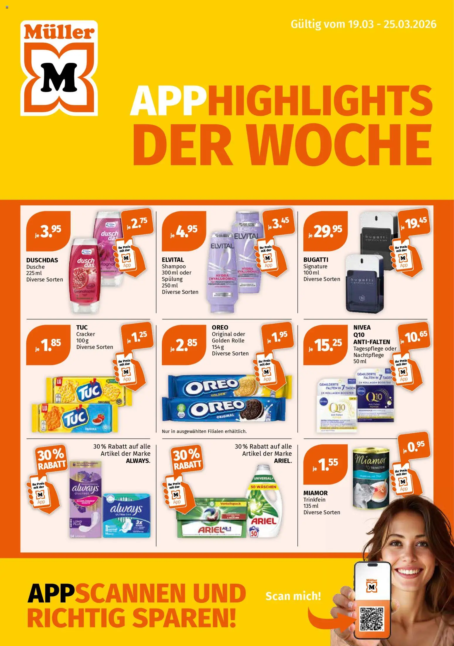 Vorschau des Merkblatts Müller aktionen App Highlights vom Shop Müller gültig von 19.03.2026 bis 25.03.2026