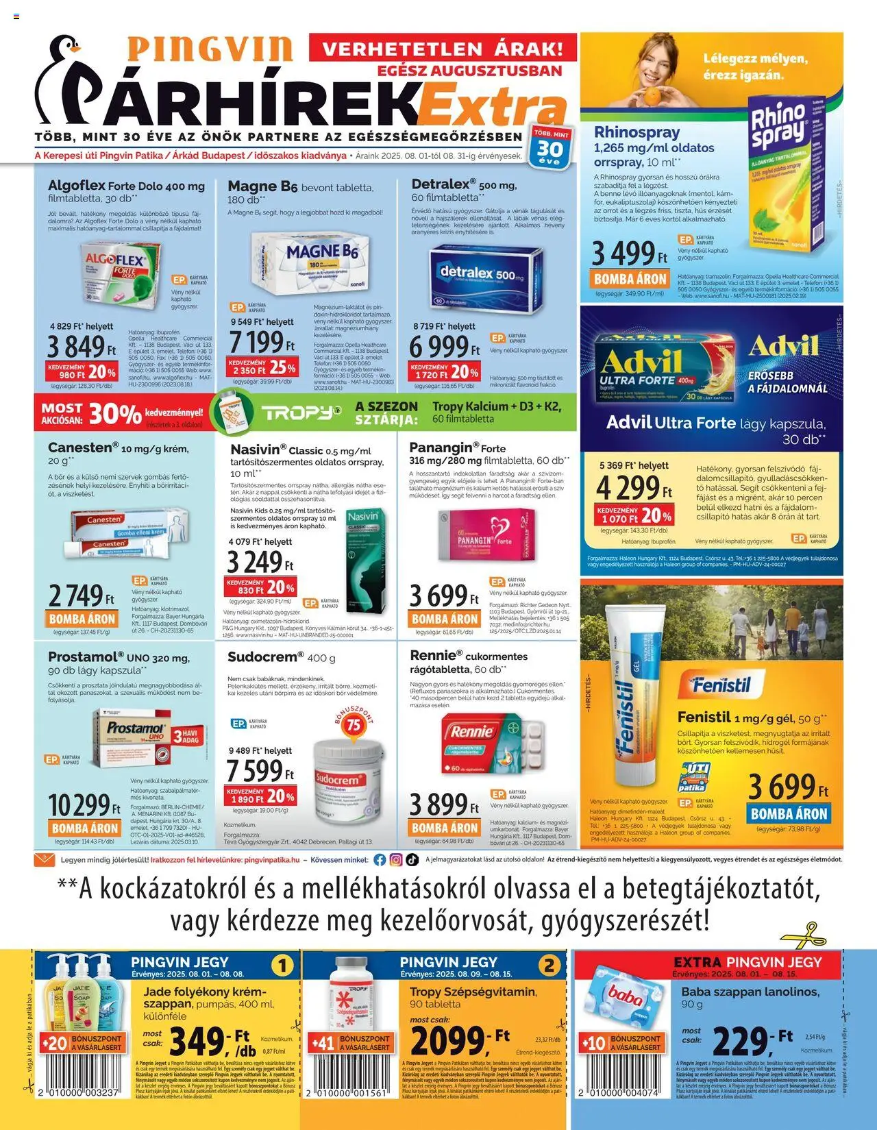Pingvin Patika aktuális szórólap, érvényes 2025.08.01.-től - 1 oldal