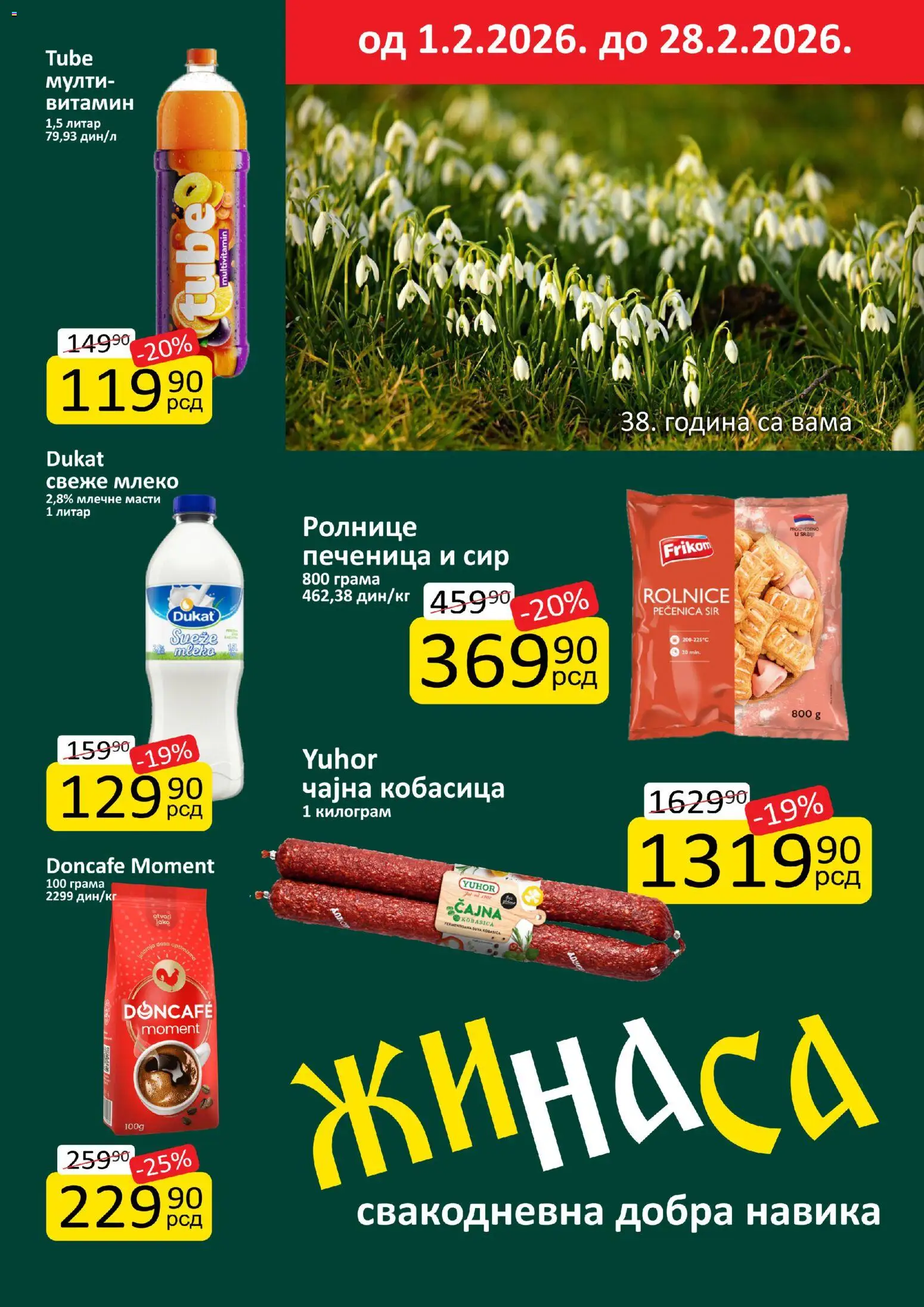 Pregled ŽINASA kataloga - važi od 01.02.2026 - Sir, Doncafe, Multivitamin, Pečenica
