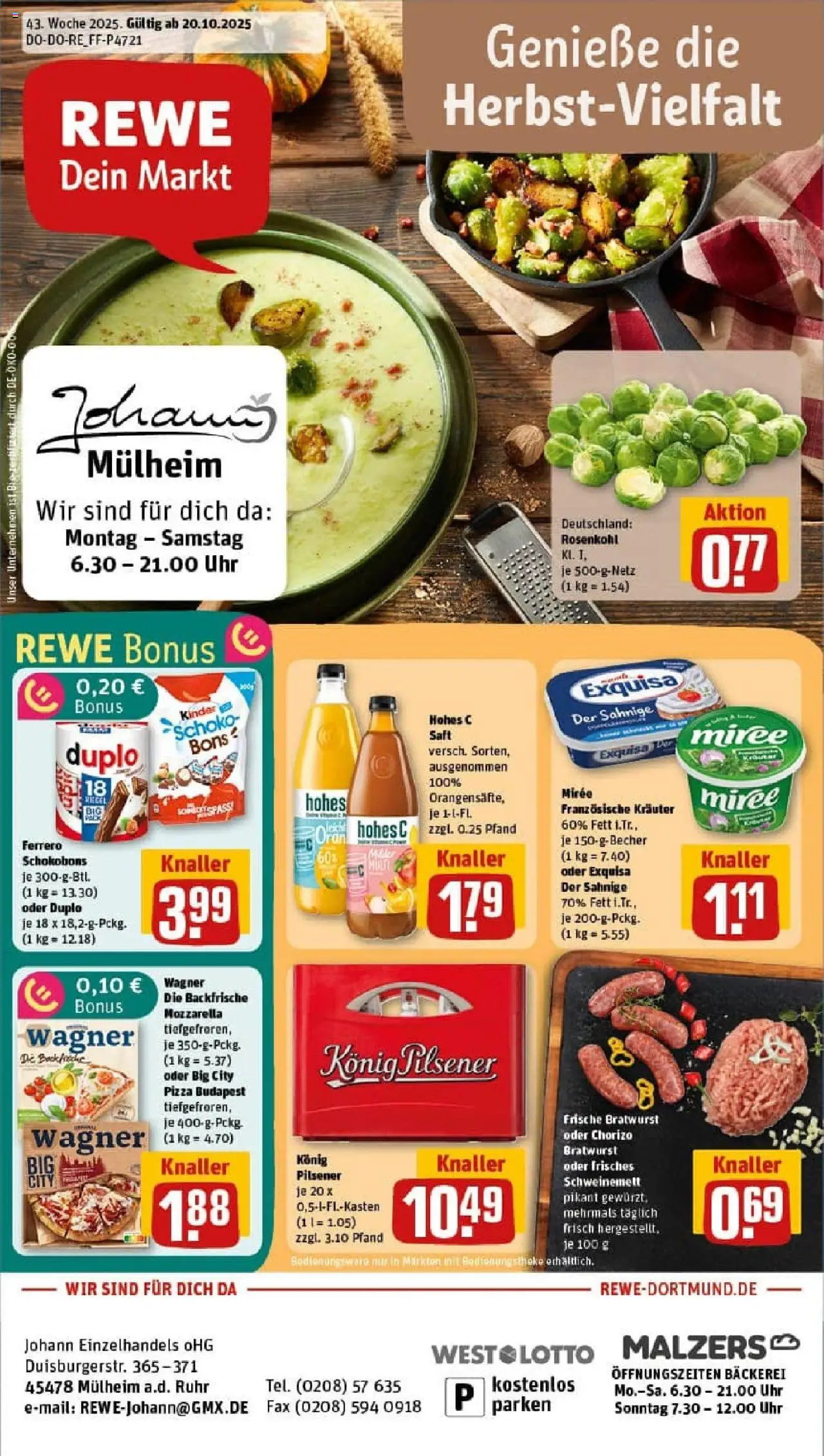 REWE Prospekt ab 19.10.2025 nächste Woche - Prospekt Mülheim An Der Ruhr	