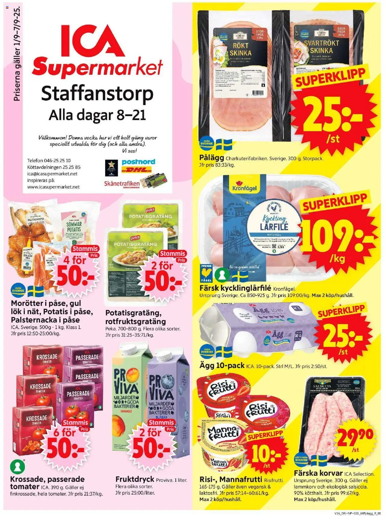 Staffanstorp är giltig 01/09 2025 > Veckans Erbjudanden gäller från 01/09/2025 till 07/09/2025 sidnummer 1