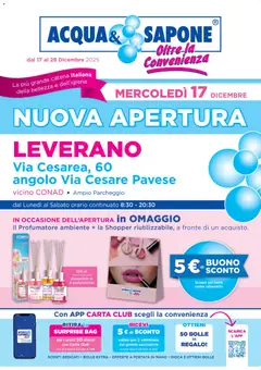 Anteprima dell'opuscolo Volantino Leverano dal negozio Acqua e Sapone valido da 17/12/2025