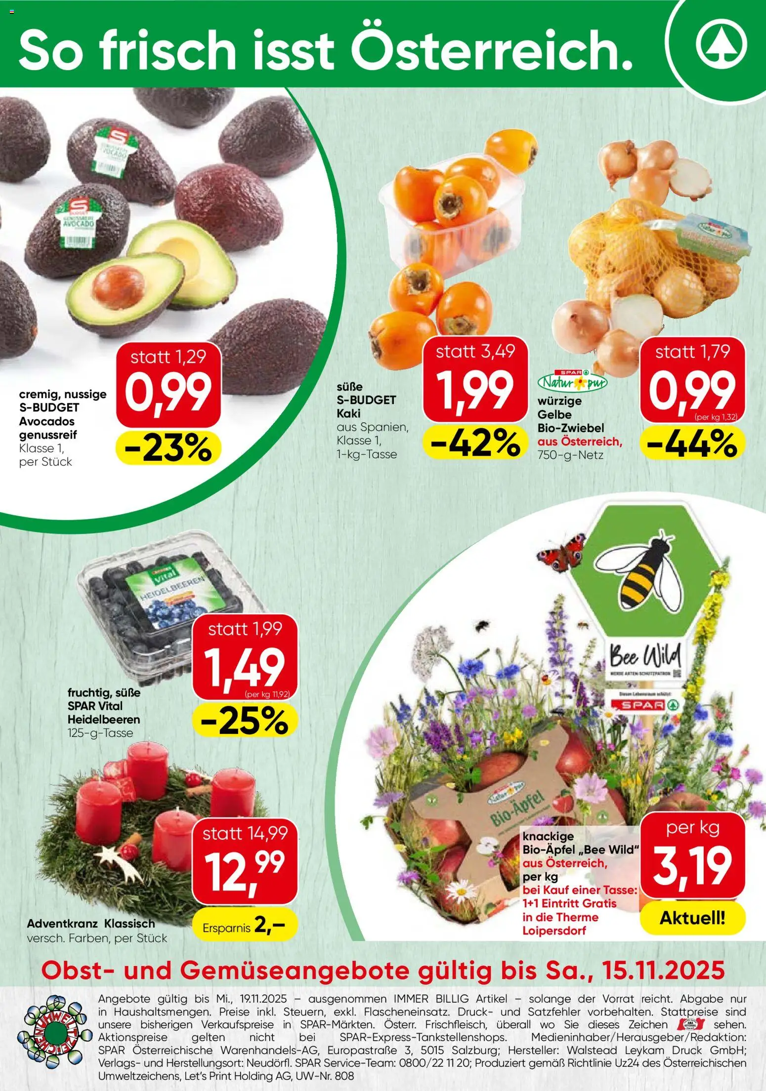 Vorschau der Angebote: Spar Wien Obst & Gemüse gültig ab 10.11.2025