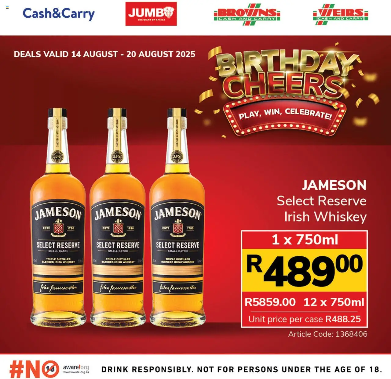Jumbo Birthday Deals Whisky from 14/08 - 20/08/2025 > Promotions