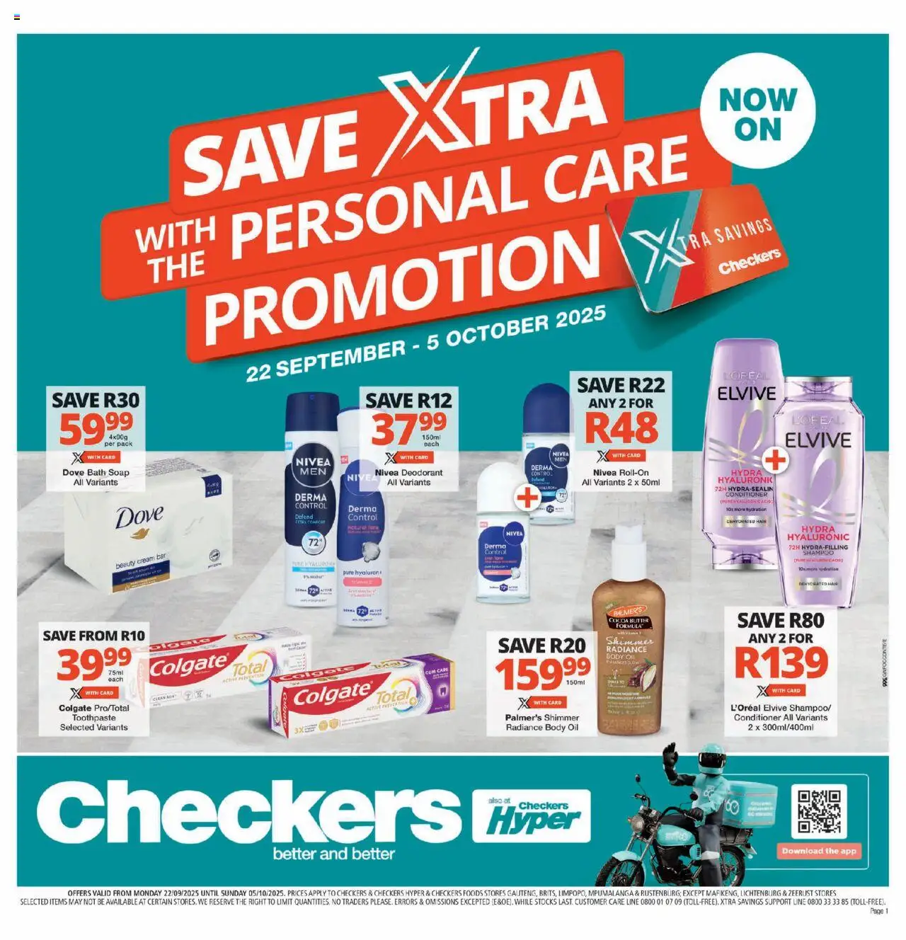 Checkers Gauteng - Personal Care Promotion Gauteng 22/09 - 05/10/2025 >> Catalogue