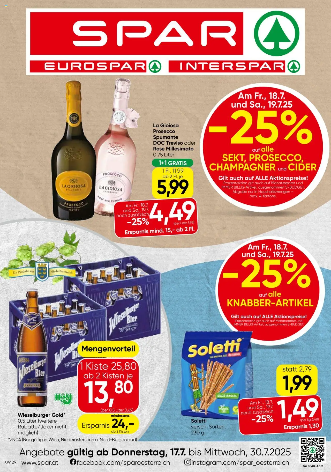  SPAR Flugblatt 17.07.2025 - Prospekt "Wien " - Seite 1