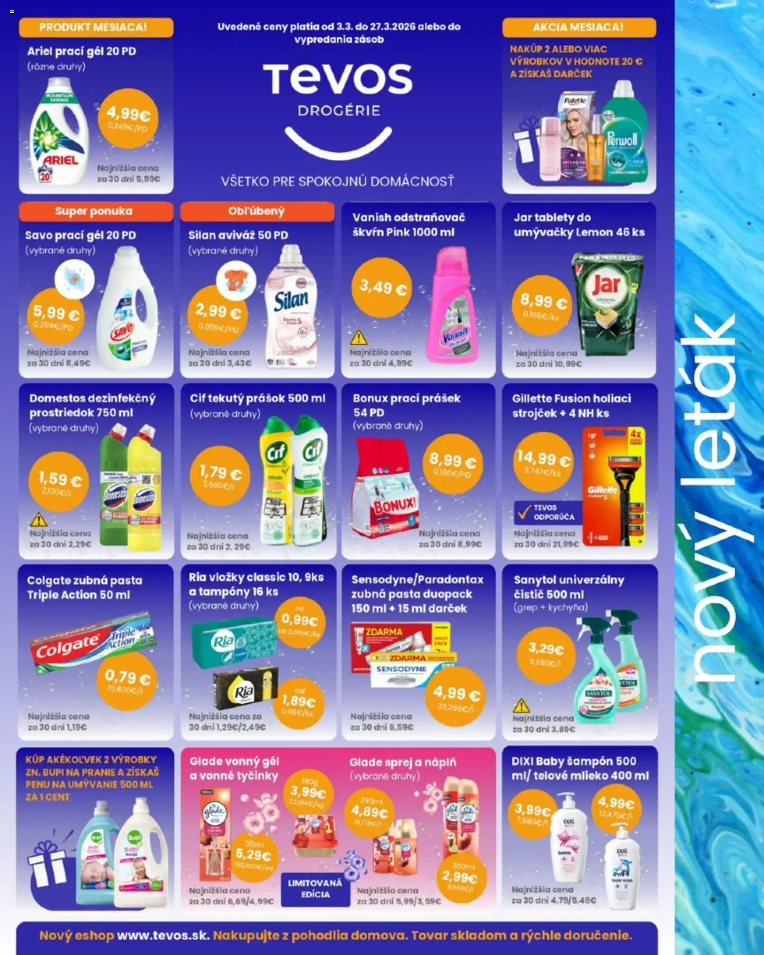 Náhľad TEVOS drogérie letáku platného od 03.03.2026
