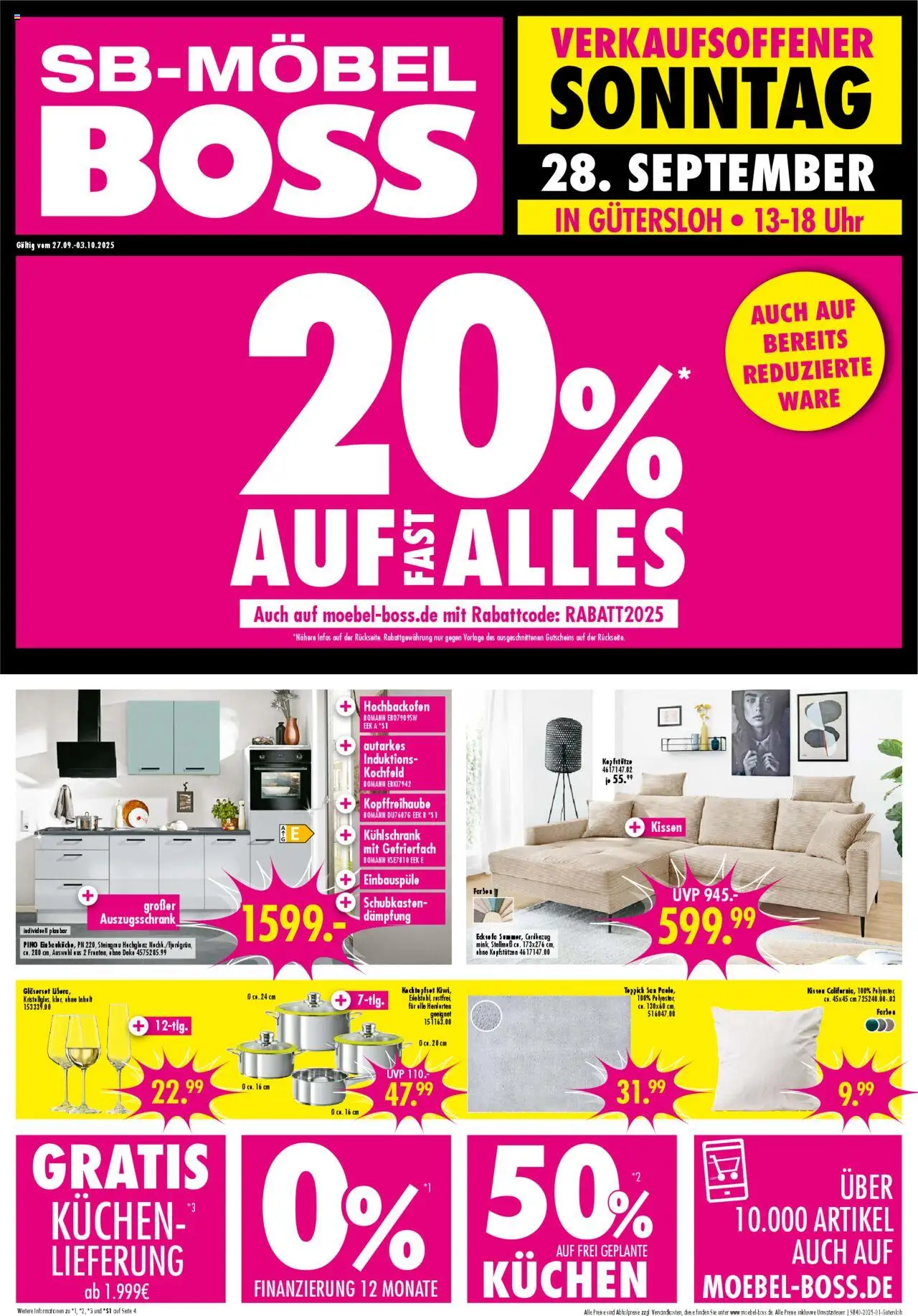 SB Möbel Boss Prospekt Gütersloh (vom 29.09.2025 - 05.10.2025)