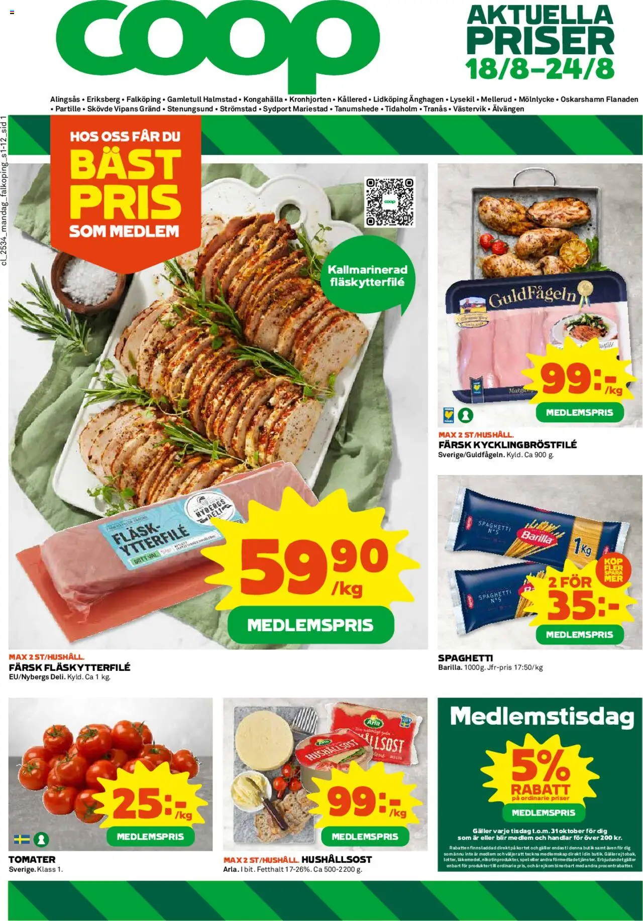Aktuella reklamblad Coop är giltig 18/08 2025 > Veckans Erbjudanden gäller från 18/08/2025 till 24/08/2025 sidnummer 1