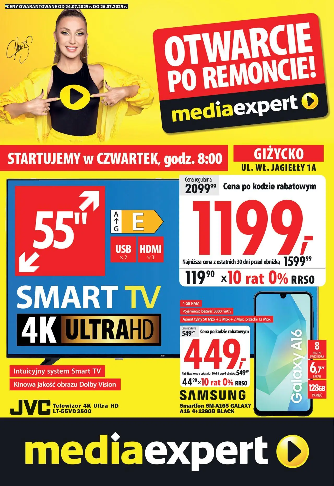 Mediaexpert Otwarcie po remoncie - Giżycko, Jagiełły 1A od 24.07.2025 - Nowa Gazetka - Numer strony 1