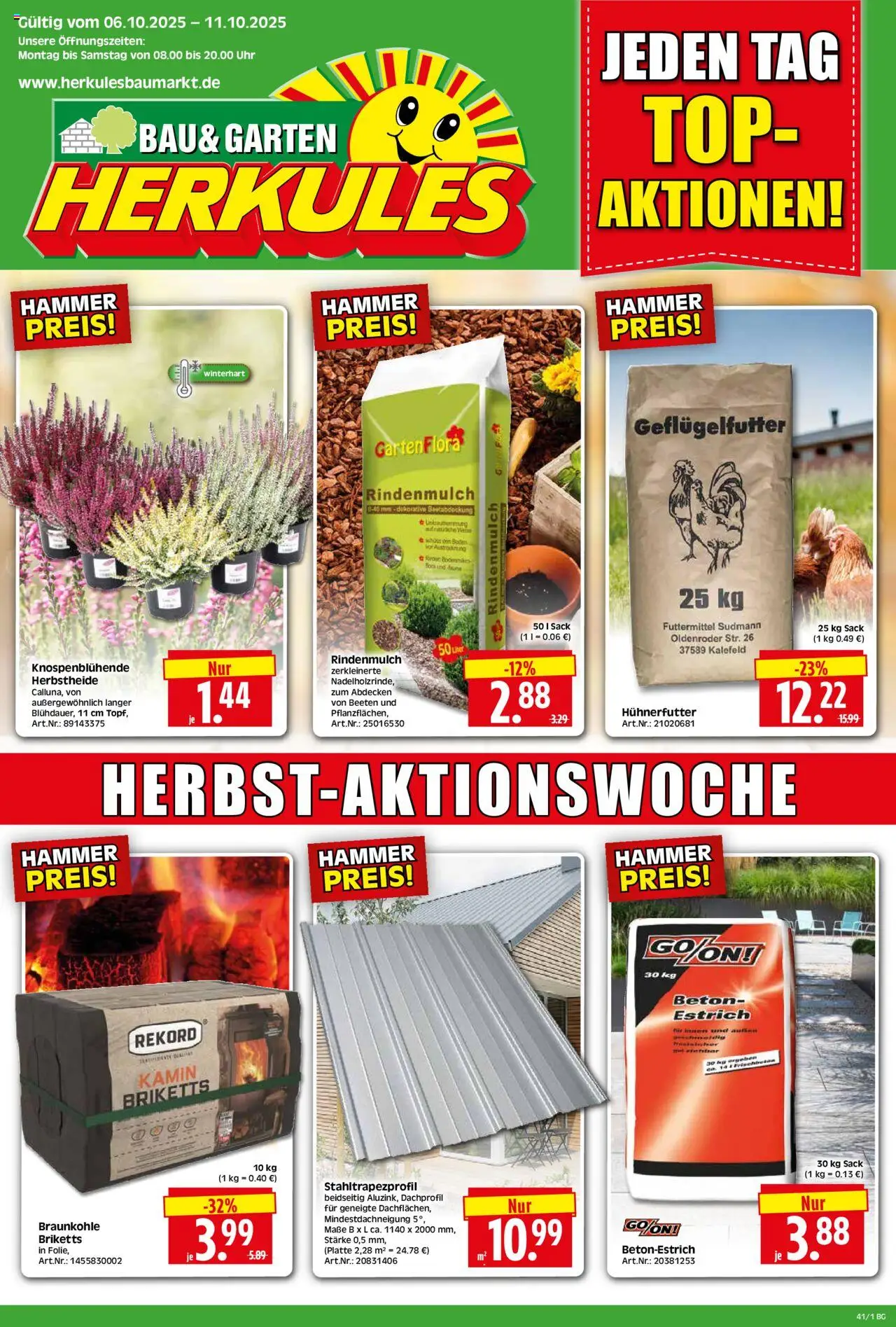 HERKULES Bau & Garten (vom 06.10.2025 - 11.10.2025) - Uhr, Top, Kamin, Rindenmulch