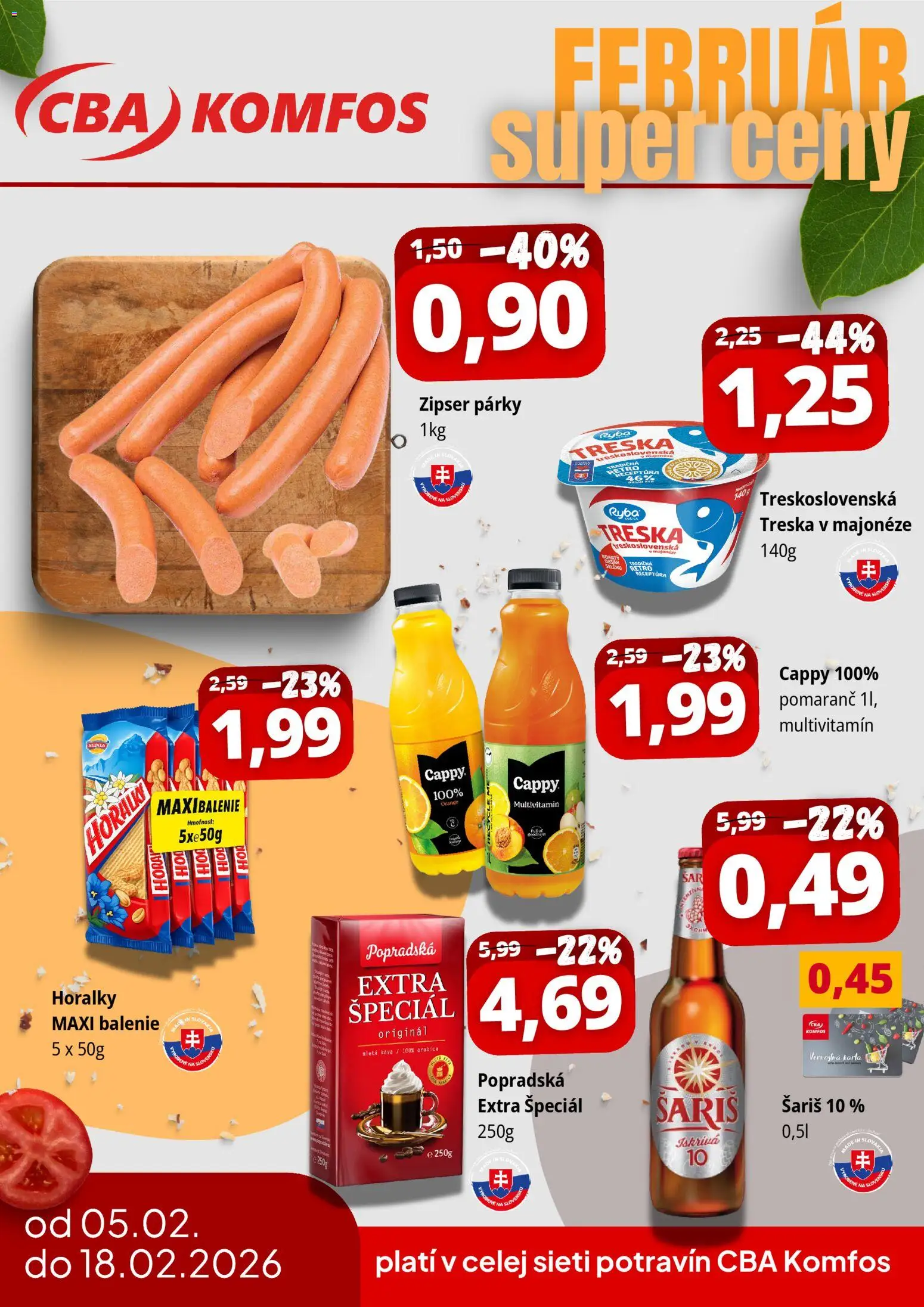 Náhľad CBA Komfos letáku platného od 05.02.2026