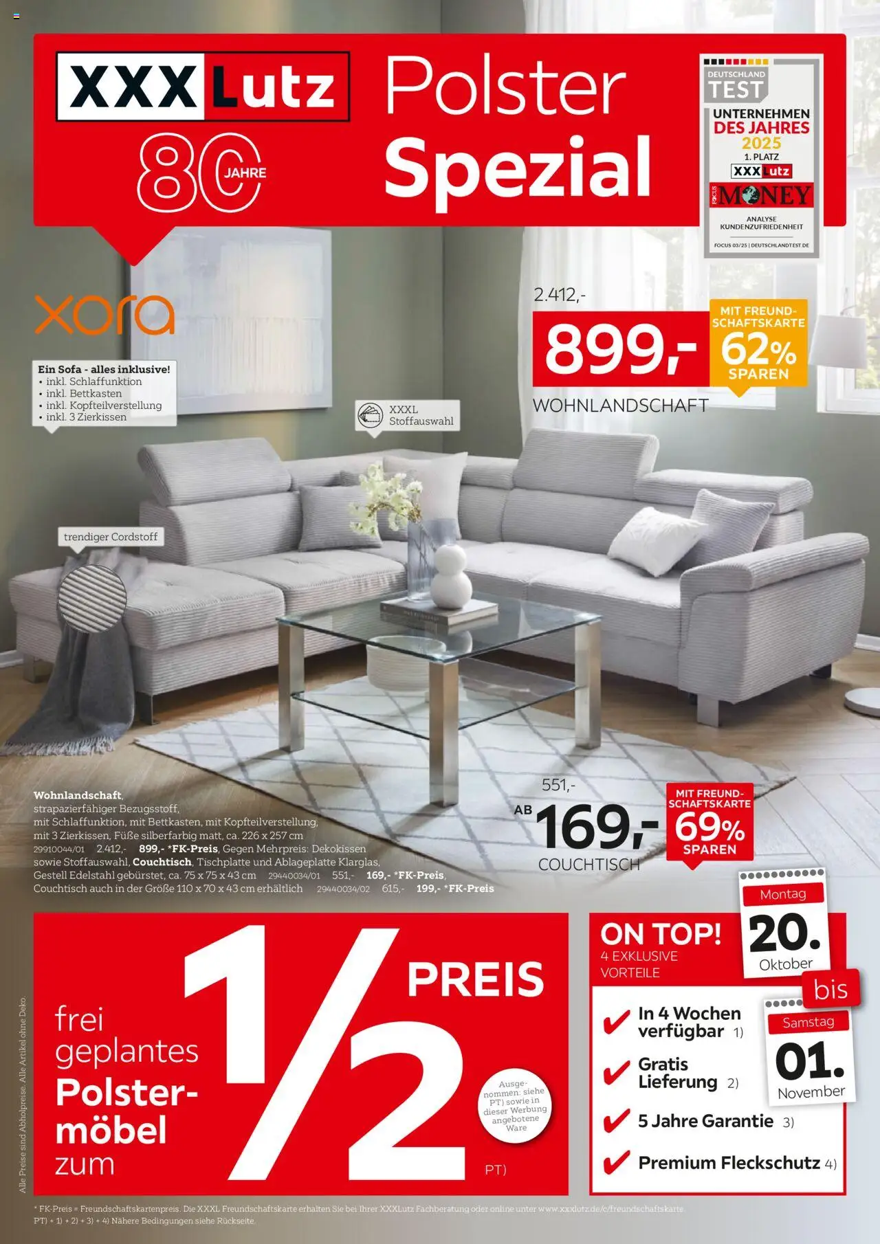 XXXL Lutz Polster Spezial (vom 12.10.2025 - 26.10.2025) - Sofa, Couchtisch, Top, Wohnlandschaft