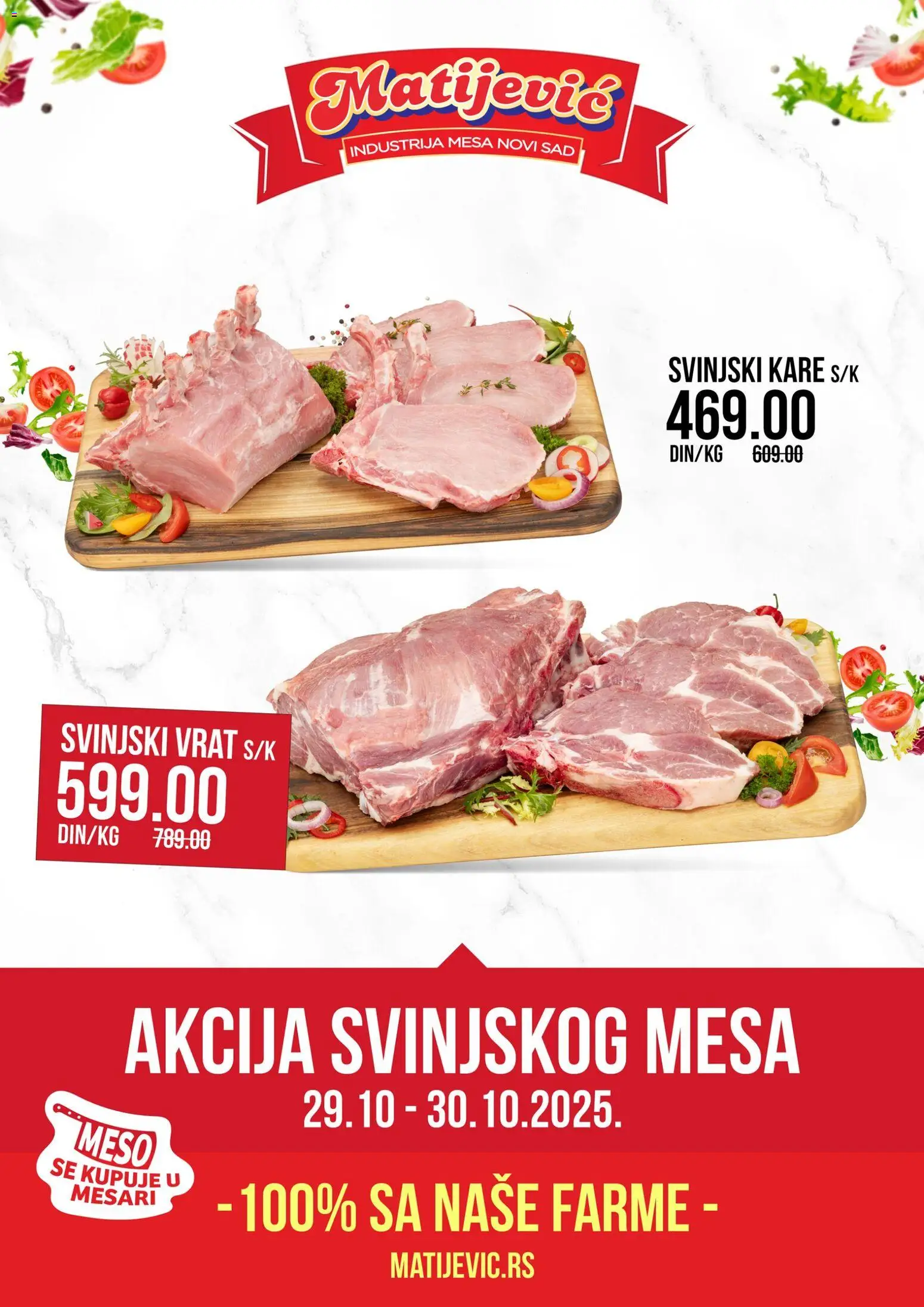 Pregled Matijevic kataloga - važi od 29.10.2025 - Meso, Svinjski vrat, Svinjski kare, Vrat