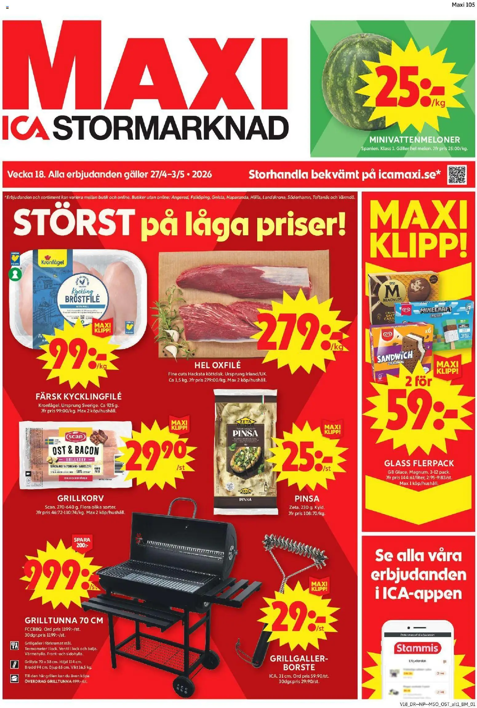 Förhandsgranska reklamblad Stockholm från butik ICA Maxi gäller från 27/04/2026