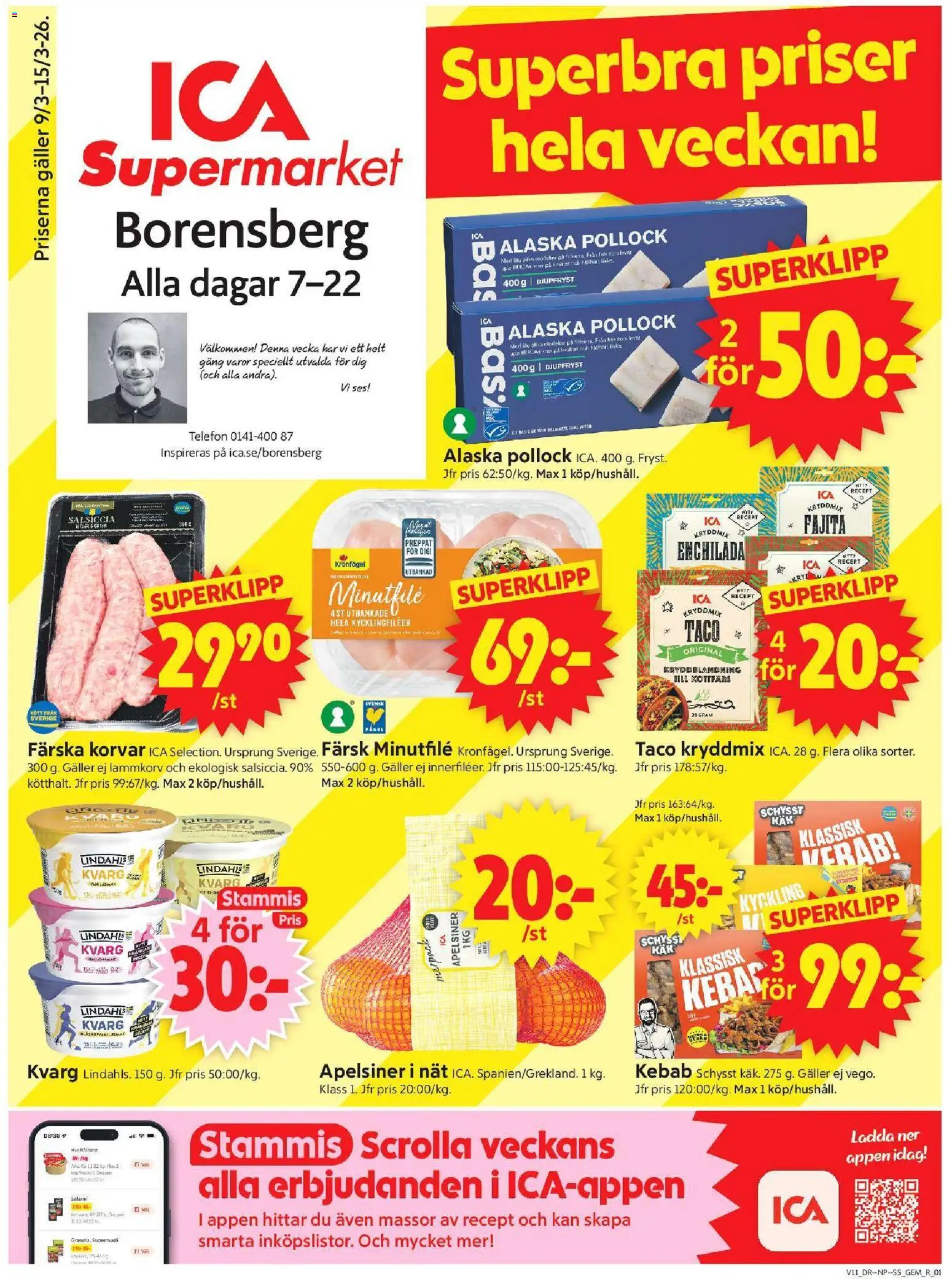 Förhandsgranska reklamblad Borensberg från butik ICA Supermarket gäller från 09/03/2026