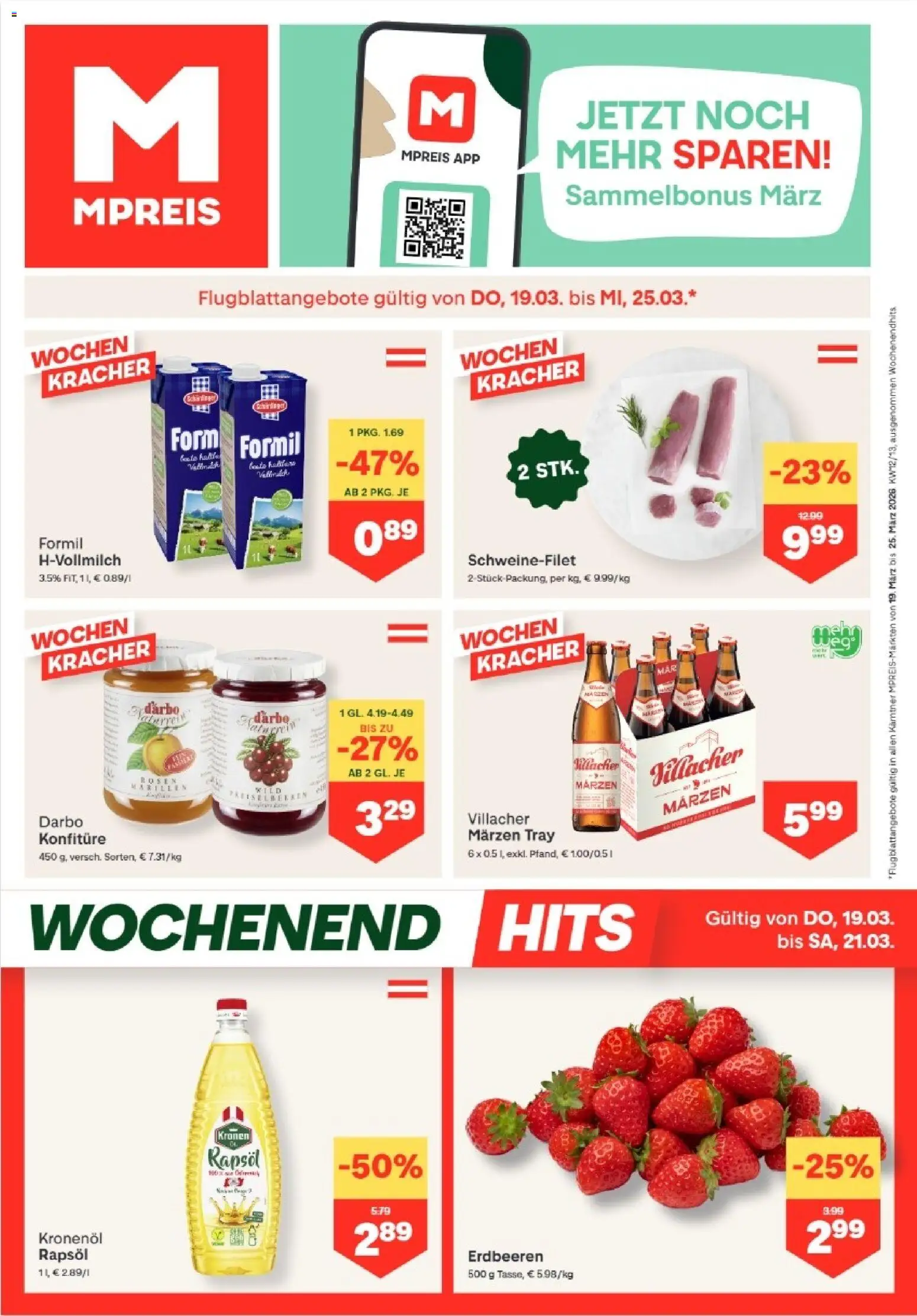 Vorschau der Angebote: MPREIS MPREIS Dellach im Drautal gültig ab 19.03.2026 - Erdbeeren, Rapsöl